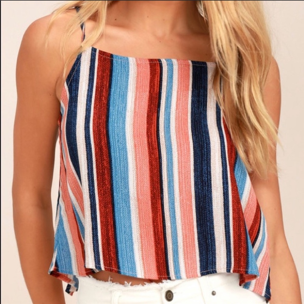 Beyond the Sea Peach Striped Crop Top